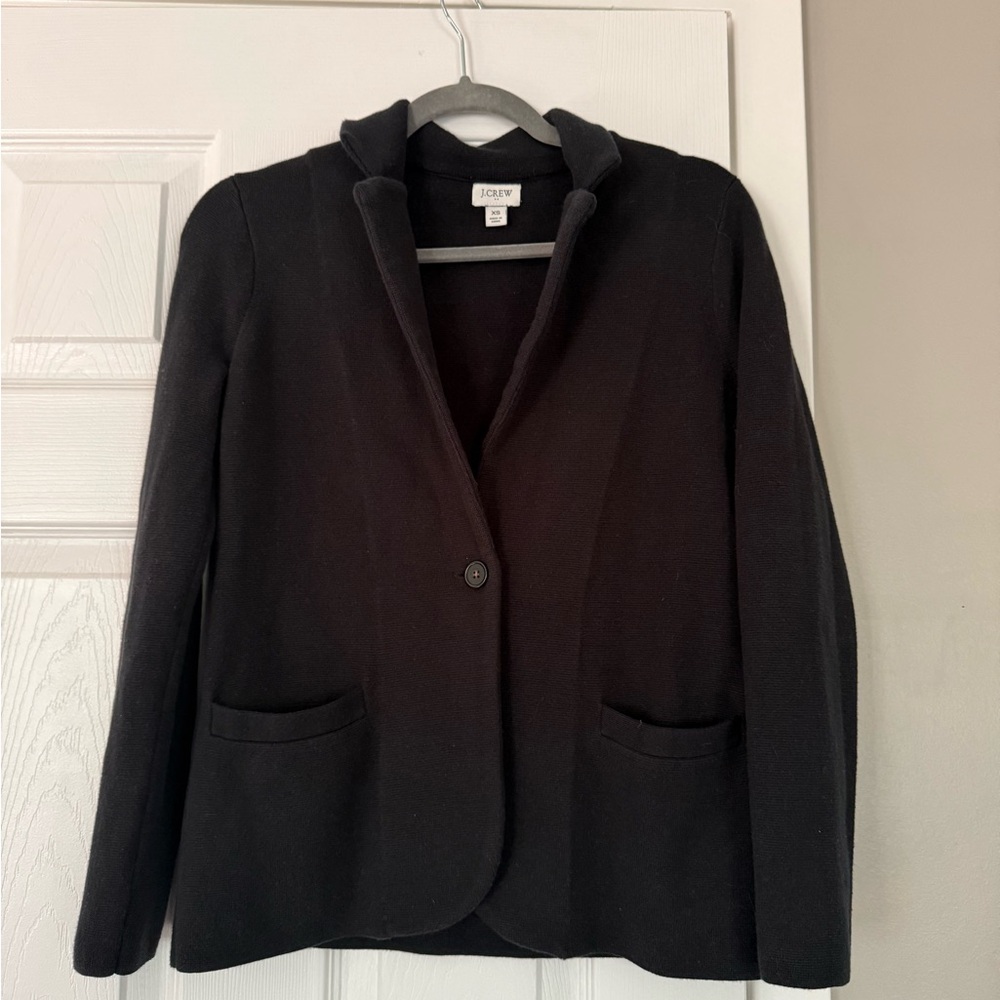 J.Crew 100% Cotton Black Blazer Jacket Office Casual Sophisticated
